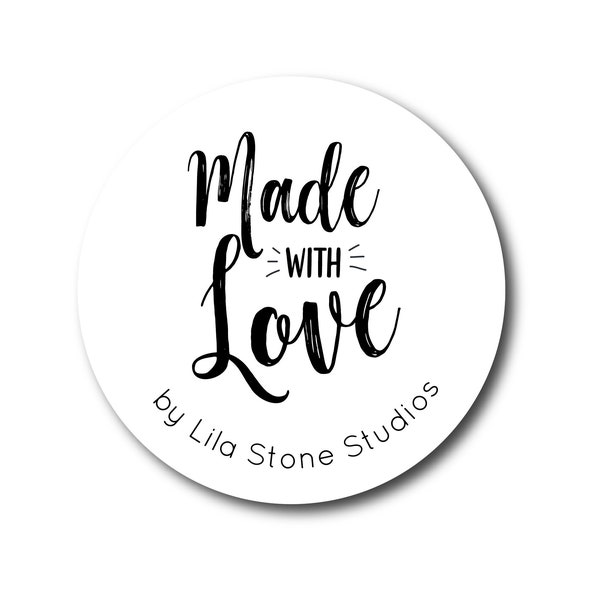 Made with Love Sticker Handmade Sticker Made with Love Label Handmade Label Etsy Shop Stickers Homemade Gifts Artisan Labels Happy Mail