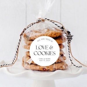 All You Need is Love & Cookies - Minimalist Wedding Favor Labels, Cookie Favor Sticker, Wedding Treat Label, Wedding Sticker, Cookie Sticker
