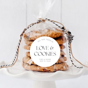 All You Need is Love & Cookies - Minimalist Wedding Favor Labels, Cookie Favor Sticker, Wedding Treat Label, Wedding Sticker, Cookie Sticker