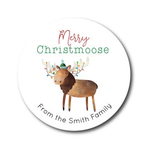 Christmas Sticker Christmas Gift Labels Christmas Gift Stickers Merry Christmoose Stickers Whimsical Moose Holiday Gift Labels