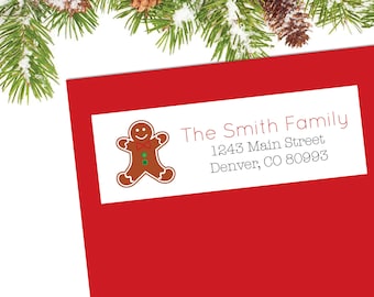 Christmas Address Labels Christmas Return Address Labels Holiday Address Labels Christmas Card Stickers Gingerbread Address Labels Stickers