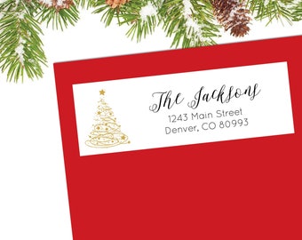 Christmas Return Address Labels Christmas Address Labels Holiday Address Labels Christmas Card Stickers Gold Tree Address Labels Stickers