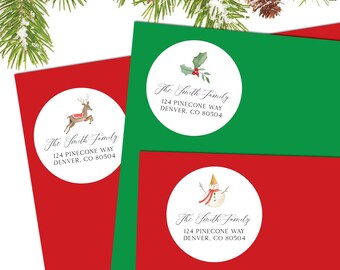 Christmas Address Labels - Christmas Return Address Label, Holiday Address Label, Personalized Christmas Card Labels, Return Address Sticker