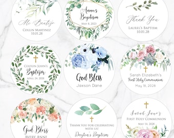 Baptism Stickers - First Holy Communion Stickers, Mi Bautizo Stickers, First Communion Label, Christening Stickers, Favor Labels for Baptism