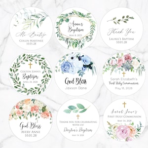 Baptism Stickers - First Holy Communion Stickers, Mi Bautizo Stickers, First Communion Label, Christening Stickers, Favor Labels for Baptism