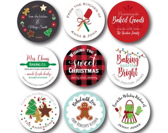 Christmas Stickers - Holiday Baking Labels, Christmas Baking Sticker, From the Kitchen of Label, Holiday Baked Goods Sticker, Holiday Baking