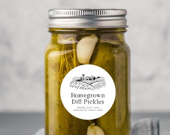 Pickle Labels - Pickle Jar Canning Labels, Mason Jar Labels, Canning Stickers, Custom Canning Jar Label, Farmhouse Canning Labels
