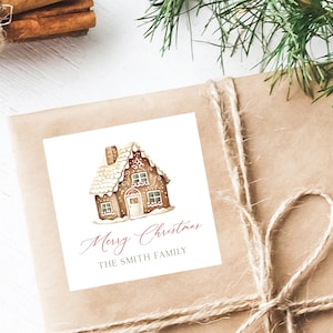 Christmas Gift Label - Christmas Sticker, Gingerbread Christmas Label, Cottage Christmas Gift Stickers, Merry Christmas Stickers, Gift Label