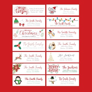 Christmas Address Labels - Christmas Return Address Label, Christmas Address Label, Christmas Card Stickers, Holiday Return Address Label