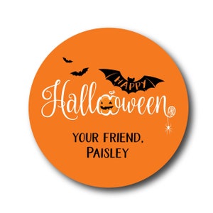 Halloween Stickers Happy Halloween Stickers Pumpkin Trick or Treat Stickers Happy Halloween Labels Treat Bag Stickers Orange Bat Stickers