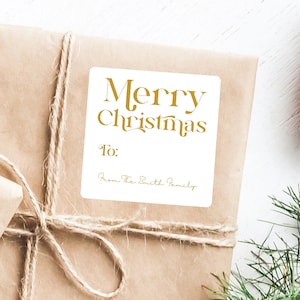 Étiquettes cadeaux de Noël - Autocollants de Noël, Étiquettes de Noël, Étiquettes cadeaux de Noël, Étiquettes cadeaux de Noël, Étiquettes minimalistes en or