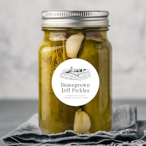 Pickle Labels - Pickle Jar Canning Labels, Mason Jar Labels, Canning Stickers, Custom Canning Jar Label, Farmhouse Canning Labels