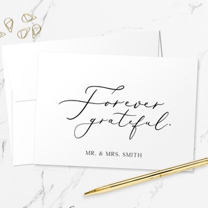 Forever Grateful Cards for Weddings - Cartes de correspondance personnalisées classiques et simples avec enveloppes Jeu de cartes pliées TY101