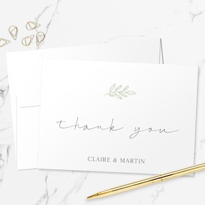Jeu de cartes de remerciement - cartes de correspondance personnalisées minimaliste feuille de douche de mariage avec enveloppes TY112