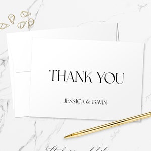 Jeu de cartes de remerciement - Cartes de correspondance personnalisées pour mariage minimaliste moderne avec enveloppes TY103