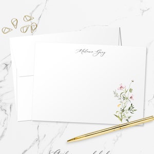 Ensemble de papeterie personnalisée - Cartes de correspondance Fleurs sauvages pour femme S112