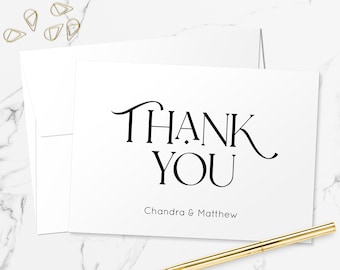 Set of Thank You Cards - Modern Wedding Personalized Note Cards with Envelopes TY106