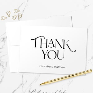 Jeu de cartes de remerciement - Cartes de correspondance personnalisées pour mariage moderne avec enveloppes TY106