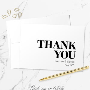 Jeu de cartes de remerciement - cartes de correspondance personnalisées minimalistes modernes avec enveloppes TY109