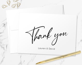 Set of Thank You Cards - Minimalist Personalized Note Cards with Envelopes TY108