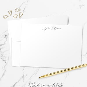 Ensemble de papeterie personnalisée - Cartes de correspondance avec inscription classique pour mariages et douches S100