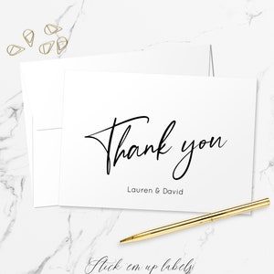 Jeu de cartes de remerciement - cartes de correspondance personnalisées minimalistes avec enveloppes TY108