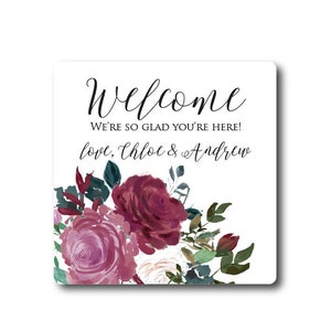 Wedding Stickers Wedding Welcome Stickers Welcome Labels Peach Blush  Flowers Welcome to Our Wedding Out of Town Guests Hotel Gift bag label