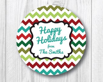 Christmas Stickers Christmas Gift Labels Christmas Gift Stickers Personalized Gift Labels Retro Holiday Stickers Chevron Stickers Customized