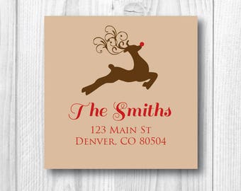 Christmas Address Labels Return Address Labels Personalized Holiday Address Labels Christmas Stickers Christmas Card Envelope Seal Reindeer