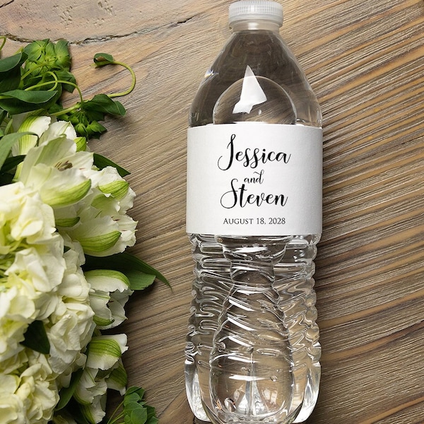 Wedding Water Bottle Labels - Personalized Welcome Bottle Labels, Wedding Welcome Bag Labels, Modern Minimalist Wedding Water Bottle Labels