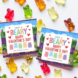 Stickers Saint-Valentin classe enfants - Stickers Saint-Valentin collations aux fruits gommeux, fête d'école, idées mignonnes pour la Saint-Valentin, Beary Happy Valentine