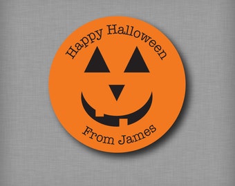 Halloween Stickers - Pumpkin Face Halloween Labels Jack o Lantern Stickers Custom Treat Bag Labels for Halloween Candy Pumpkin Party Sticker