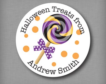 Halloween Stickers - Lollipop Candy Halloween Labels, Halloween Party Favor Stickers, Happy Halloween Stickers, Kids Halloween Labels