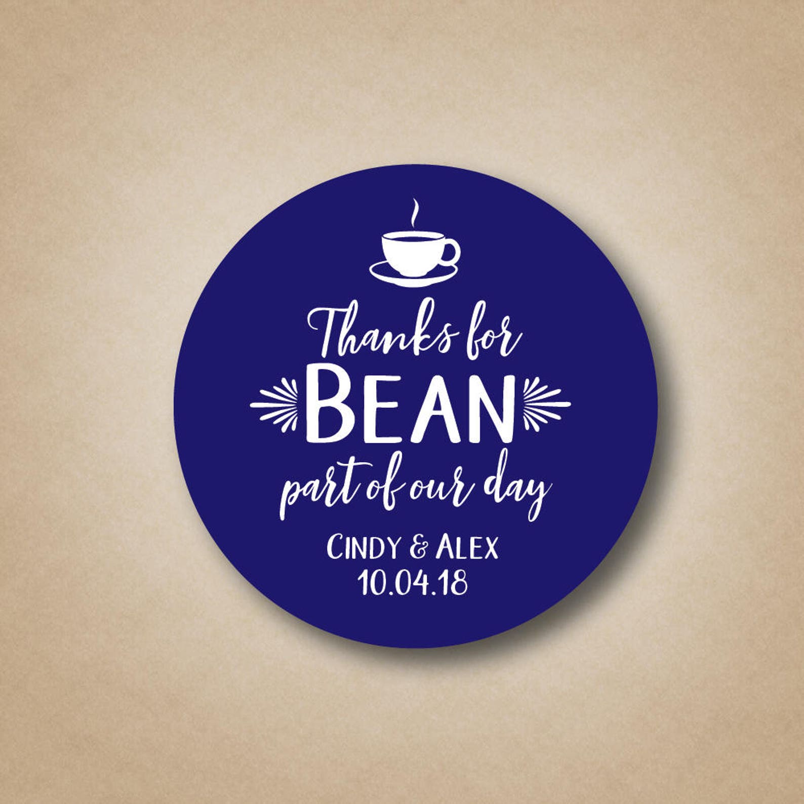 Thanks for BEAN Here Favor Stickers Coffee Favor Labels Thanks Etsy
