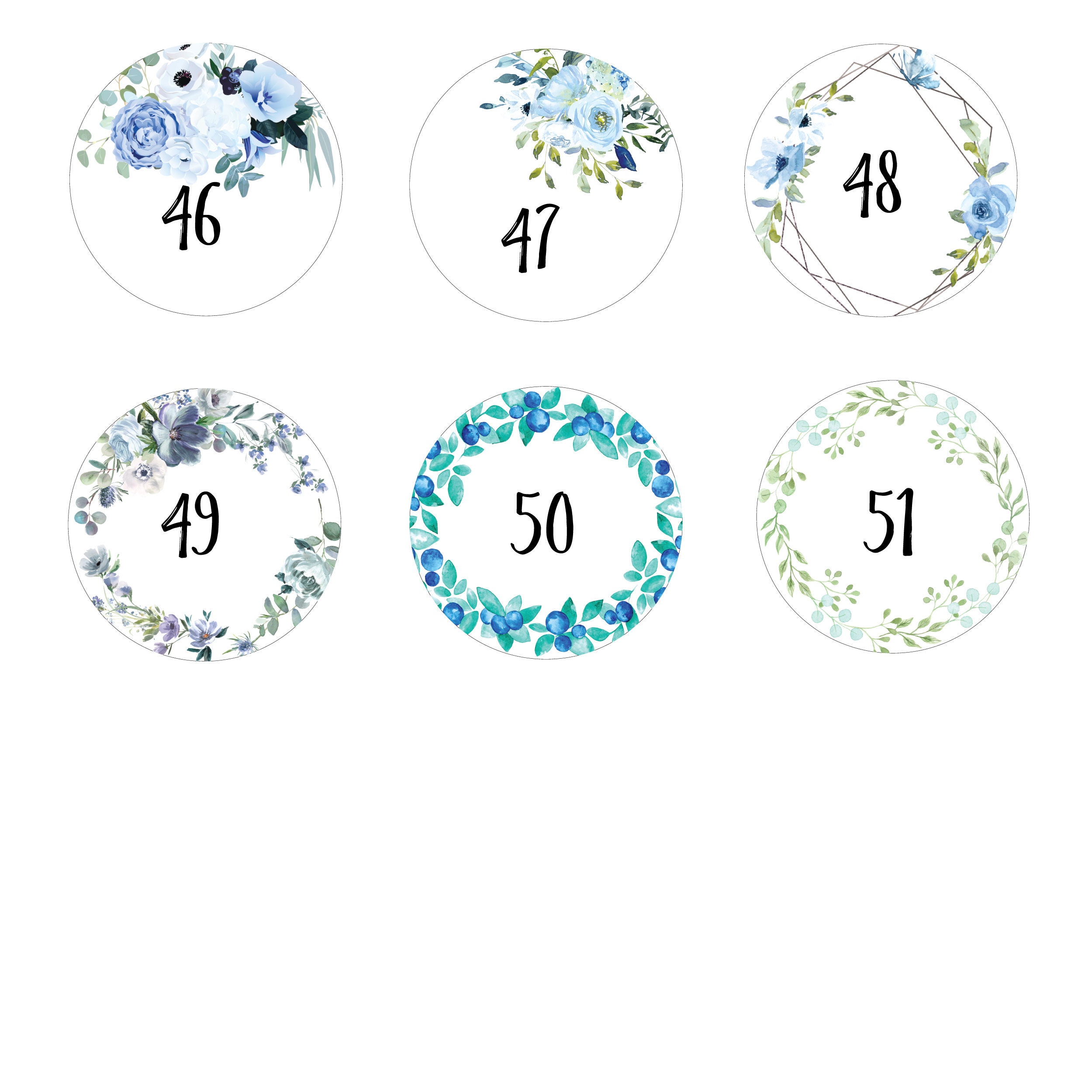 Blue Floral Wedding Stickers Template, Printable Wedding Thank You Sti -  PlumPolkaDot