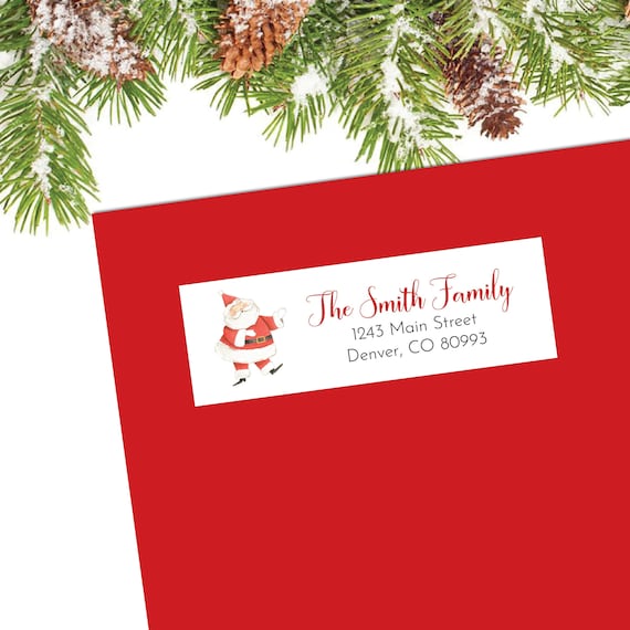 Christmas Return Address Label, Christmas Address Label, Holiday Address Label, Watercolor Santa, Jolly Santa, Vintage Santa, Retro Santa Il_570xn