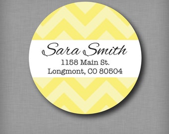 Return Address Labels, Personalized Round Address Stickers, Chevron Address Label choice of colors