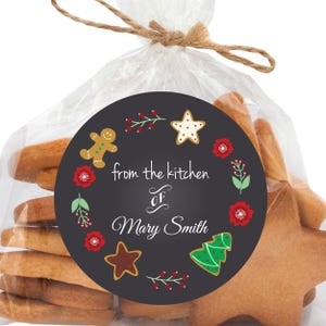 From the Kitchen of Labels - Holiday Baking Stickers, Christmas Baked Goods, Christmas Cookie Treat Labels, Personalized Bakery Sticker