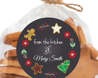 Da Cozinha dos Rótulos - Adesivos para Assados de Natal, Produtos Assados de Natal, Rótulos para Biscoitos de Natal, Adesivos Personalizados para Padaria