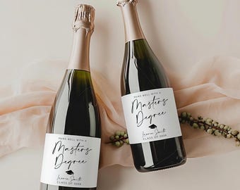 Graduation Gift Champagne Labels - Grad Party Custom Wine Labels, Graduation Party Favor, Nursing School Graduate Gift, Masters Degree SW101