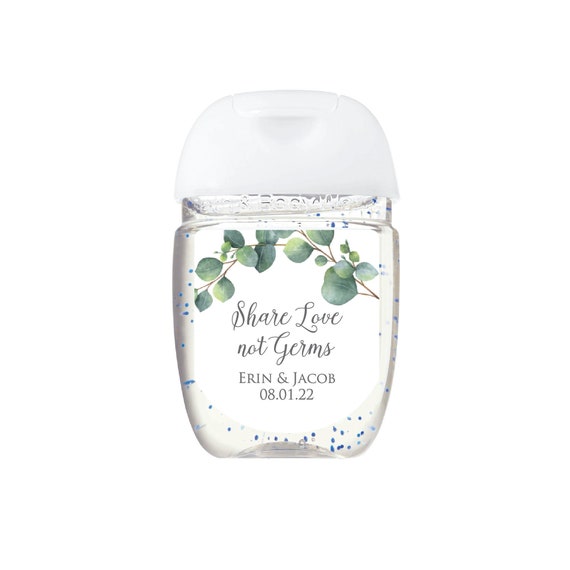 Hand Sanitizer Labels - Share Love Not Germs Eucalyptus Branch Wedding Favor Stickers Greenery Wedding Stickers Eucalyptus Sanitizer Labels Il_570xn