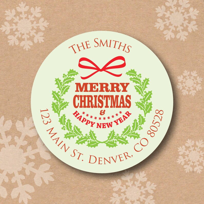 Christmas Address Labels Return Address Label Red and Green image 0