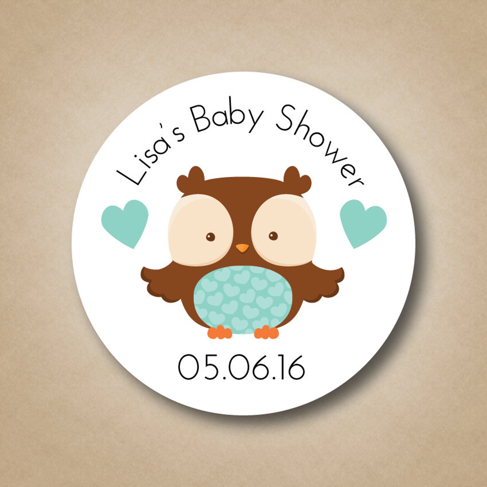 Owl Baby Shower Favor Stickers Personalized Baby Shower Favor Etsy