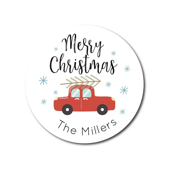 Christmas Sticker Christmas Gift Labels Christmas Gift Stickers Christmas Gift Labels Red Truck Tree Top Car Holiday Sticker Label Il_570xn