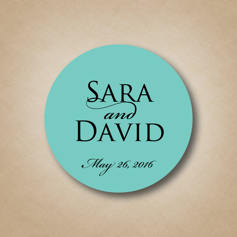 Wedding Favor Stickers Classic Wedding Labels Names and Date Etsy