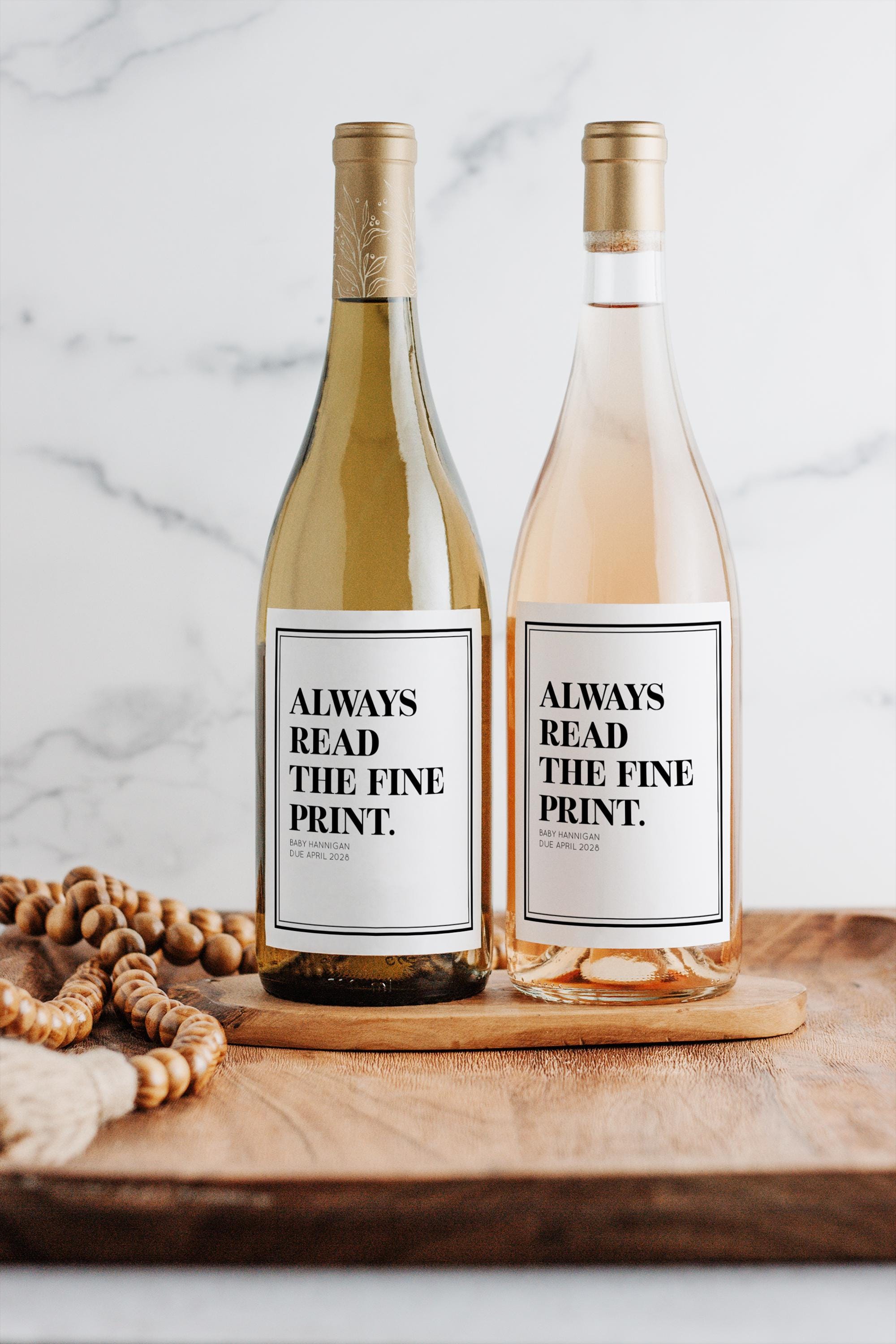 Always Read the Fine Print Wine Label - Printed Baby Reveal Wine Label ...