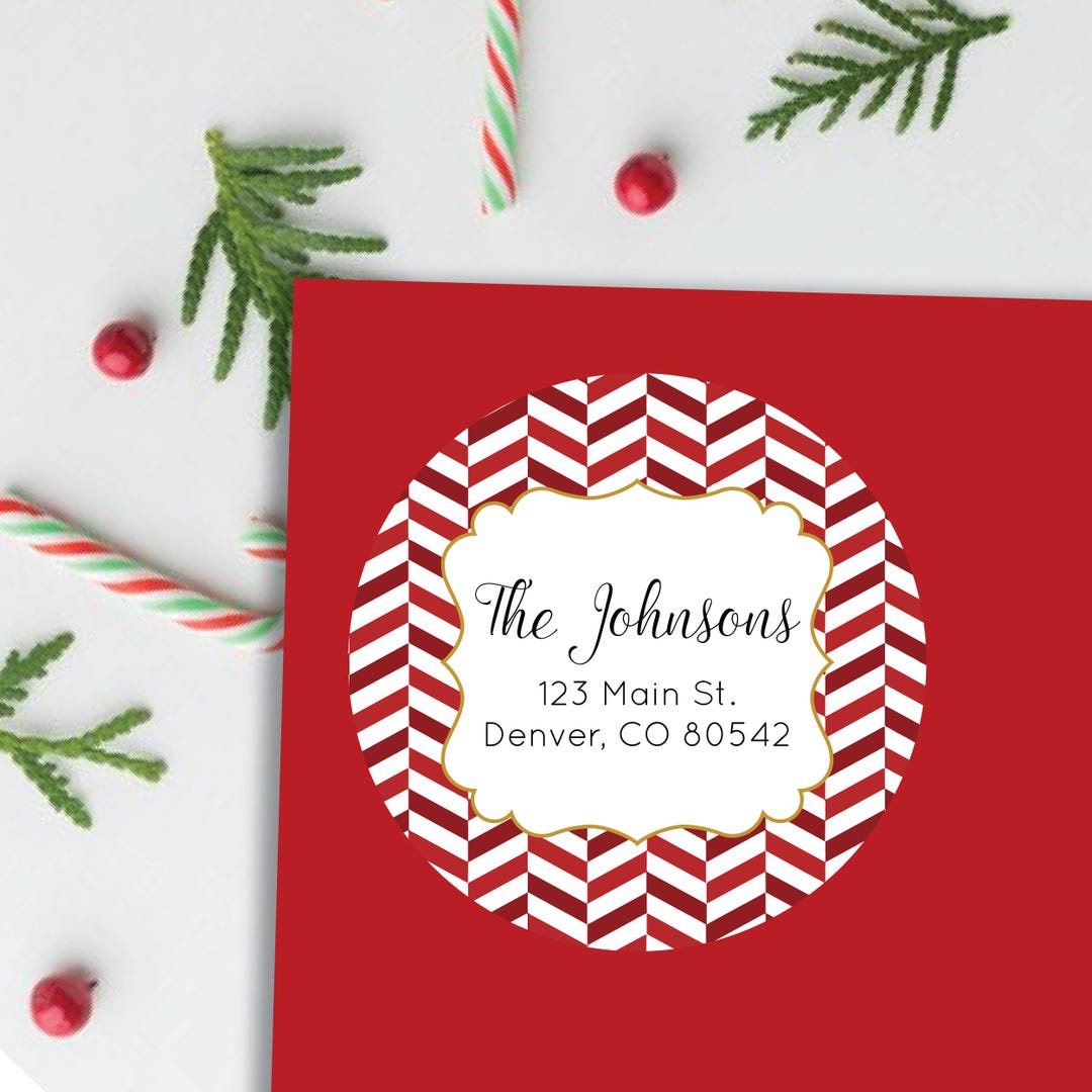 Christmas Address Labels - Red Candy Cane Christmas Return Address ...