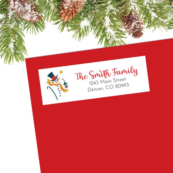 Christmas Return Address Label, Christmas Address Label, Holiday Address Label, Vintage Snowman, Retro Snowman, Vintage Christmas Address Il_570xn