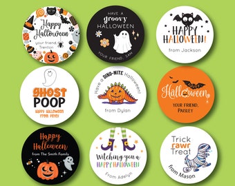 Halloween Stickers - Kids Halloween Stickers, Custom Halloween Party Stickers, Boo Bag Sticker, Happy Halloween Label, Trick or Treat Bag