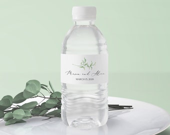 Wedding Water Bottle Label - Botanical Water Bottle Labels, Personalized Waterproof Label, Wedding Welcome Bags, Minimalist Wedding Sticker